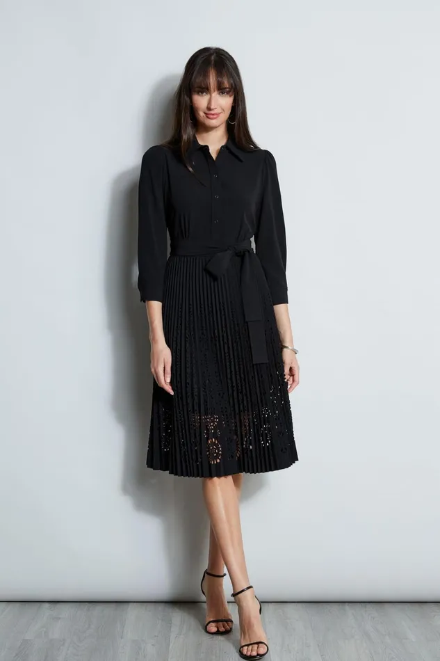 Elie Tahari Dresses and Jumpsuits Pleated Laser Cut Dress Black 8211 Women