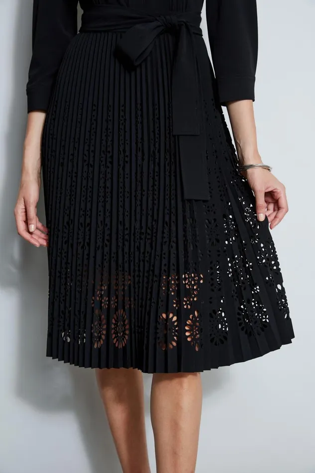 Elie Tahari Dresses and Jumpsuits Pleated Laser Cut Dress Black 8211 Women