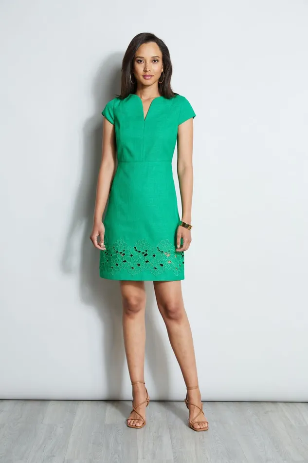 Elie Tahari Dresses and Jumpsuits Short Sleeve Embroidered Hem Dress Palm Leaf 8211 Women Elie Tahari Dresses and Jumpsuits Short Sleeve Embroidered Hem Dress Palm Leaf 8211 Women