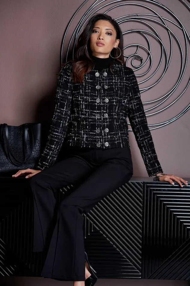 Elie Tahari Jackets and Blazers Metallic Kissed Tweed Jacket Black Multi 8211 Women