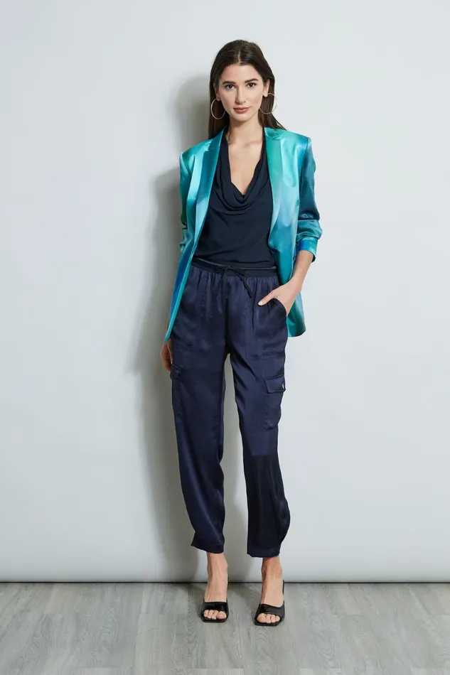 Elie Tahari Jackets and Blazers Ombre Silk Satin Blazer Green Multi 8211 Women
