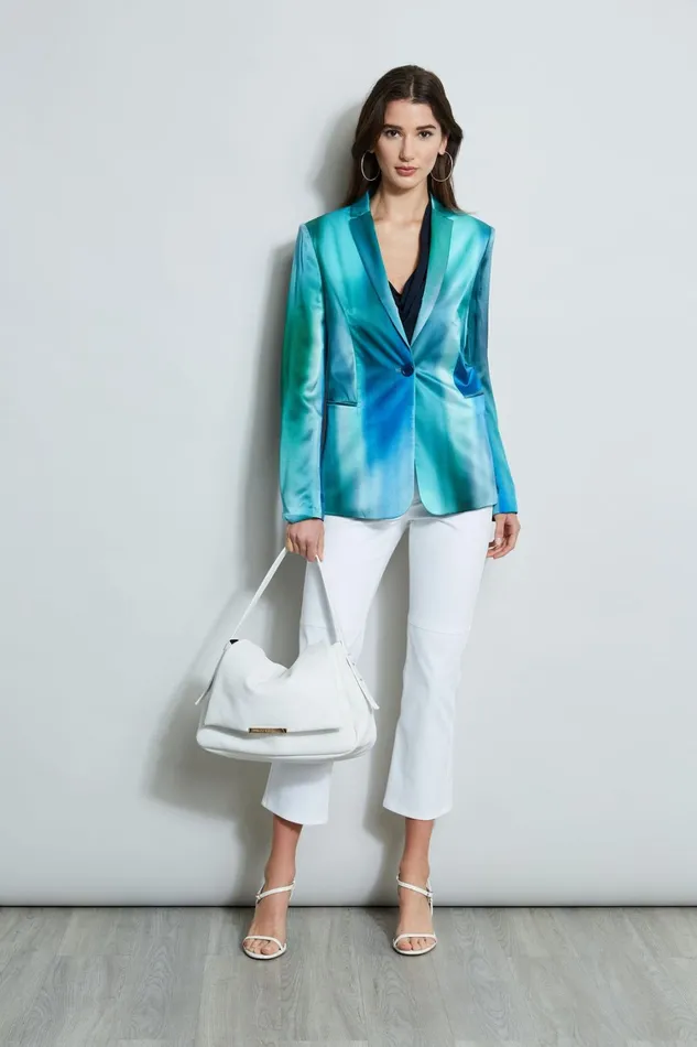 Elie Tahari Jackets and Blazers Ombre Silk Satin Blazer Green Multi 8211 Women