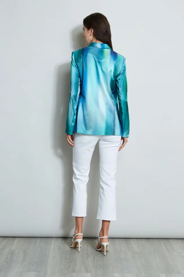 Elie Tahari Jackets and Blazers Ombre Silk Satin Blazer Green Multi 8211 Women