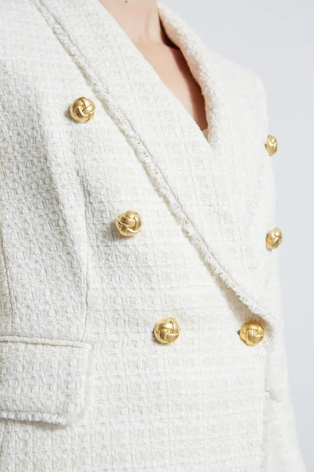 Elie Tahari Jackets and Blazers Tweed Double Breasted Blazer Foam 8211 Women