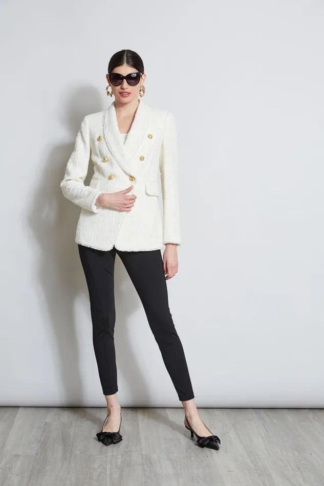 Elie Tahari Jackets and Blazers Tweed Double Breasted Blazer Foam 8211 Women