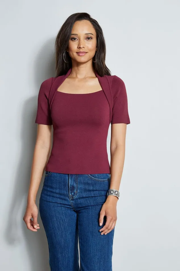 Elie Tahari Knits and Sweaters Contour Sweater Cranberry 8211 Women