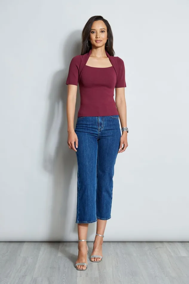 Elie Tahari Knits and Sweaters Contour Sweater Cranberry 8211 Women