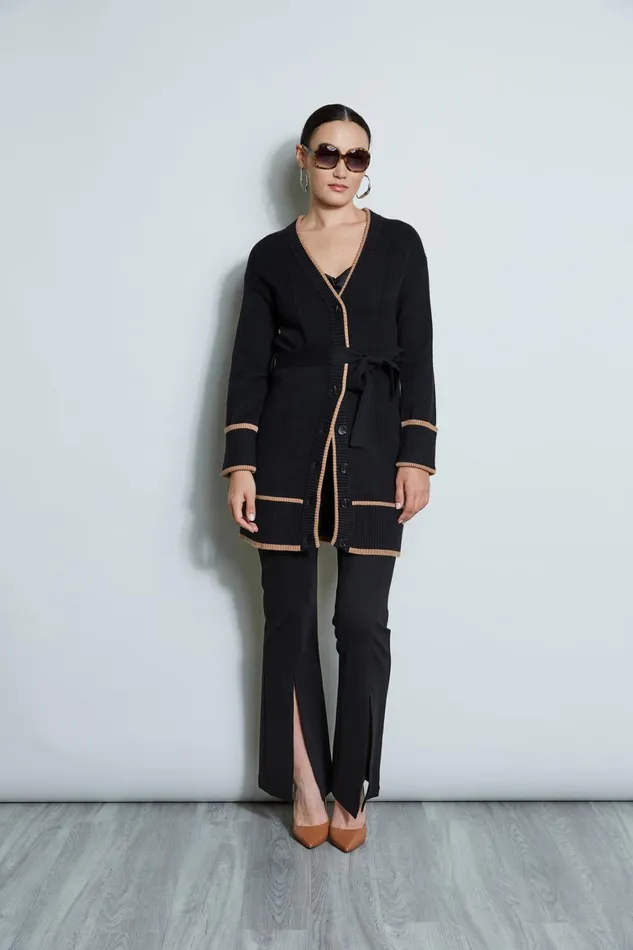 Elie Tahari Knits and Sweaters Contrast Cardigan Noirfossil 8211 Women