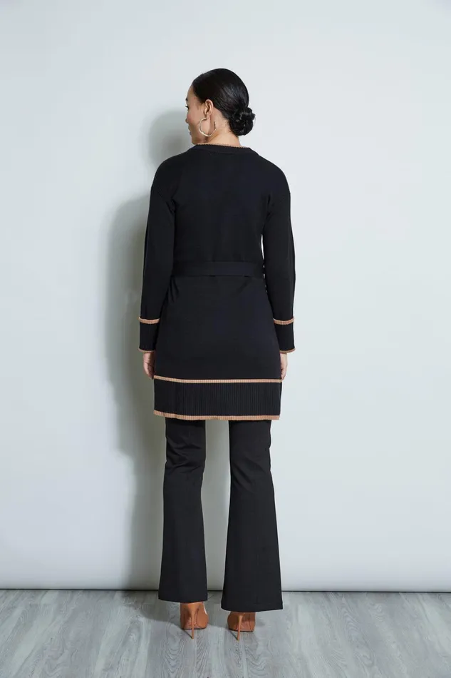 Elie Tahari Knits and Sweaters Contrast Cardigan Noirfossil 8211 Women