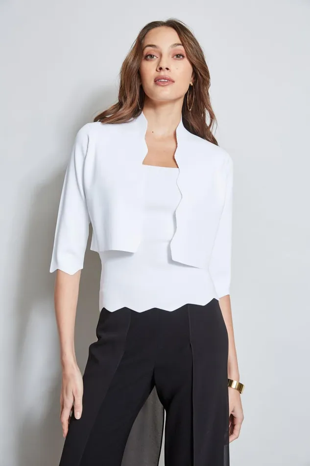 Elie Tahari Knits and Sweaters Scallop Hem Sweater Tank Pearl 8211 Women