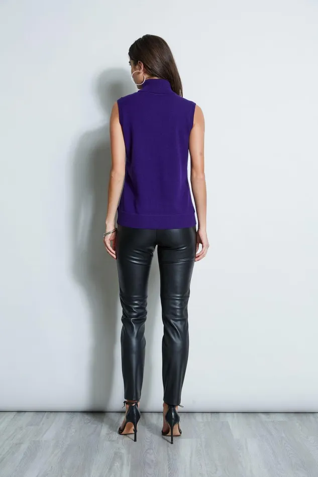 Elie Tahari Knits and Sweaters Sleeveless Satin Front Sweater Winter Plum 8211 Women