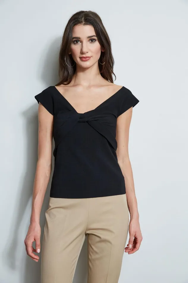 Elie Tahari Knits and Sweaters Twist Front Sweater Noir 8211 Women