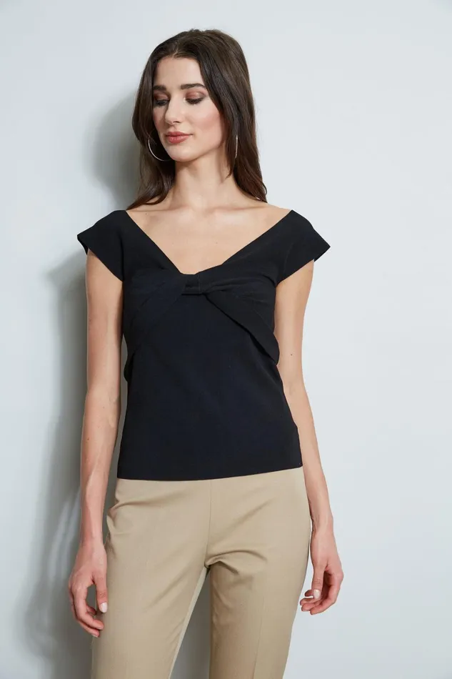 Elie Tahari Knits and Sweaters Twist Front Sweater Noir 8211 Women