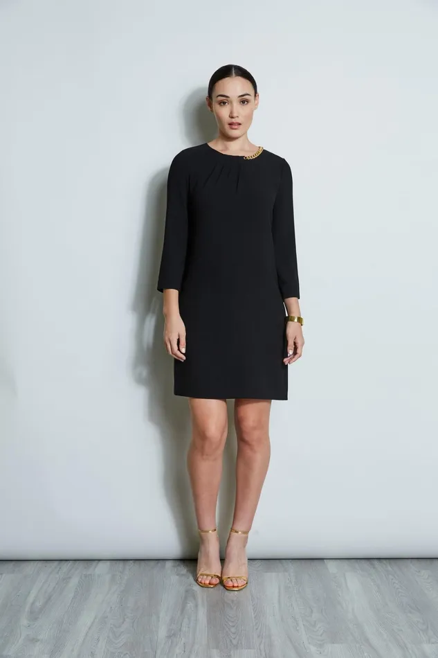 Elie Tahari Long Sleeve Dresses Chain Shift Dress Black 8211 Women