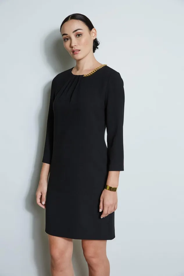 Elie Tahari Long Sleeve Dresses Chain Shift Dress Black 8211 Women