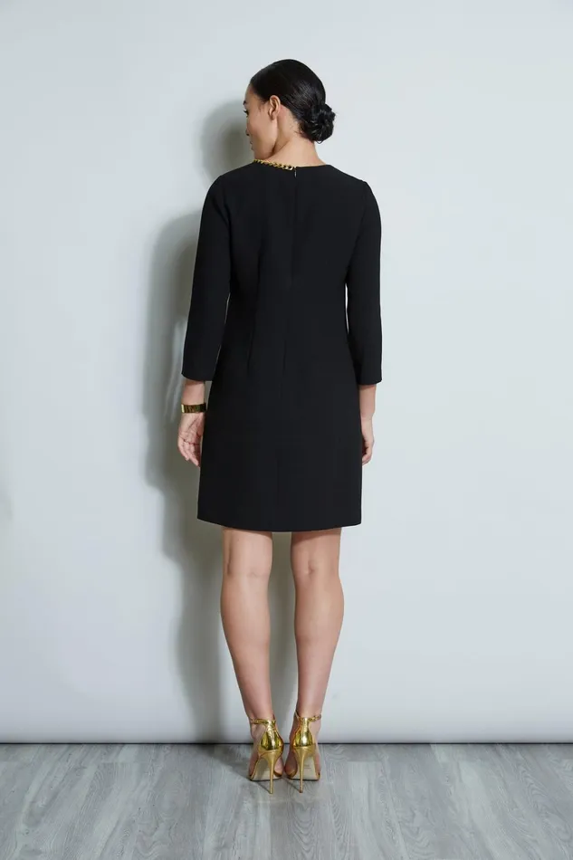 Elie Tahari Long Sleeve Dresses Chain Shift Dress Black 8211 Women