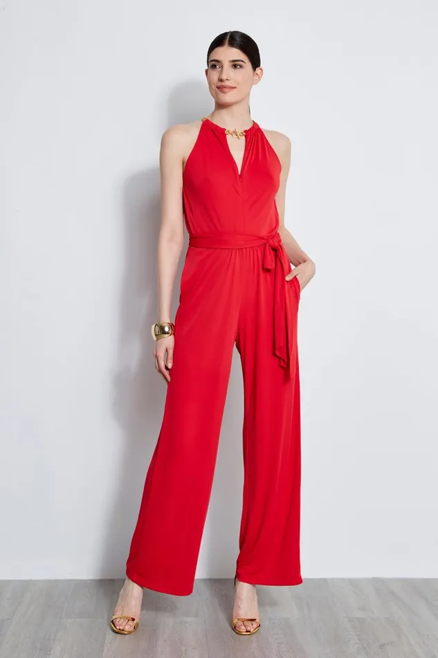 Elie Tahari Maxi Dresses Chain Jersey Jumpsuit Blaze Red 8211 Women