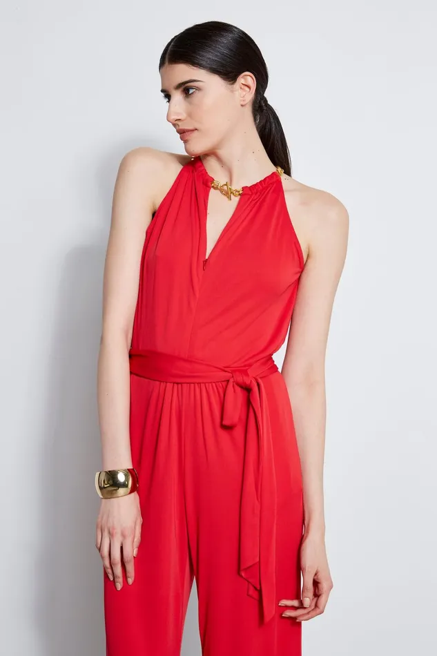 Elie Tahari Maxi Dresses Chain Jersey Jumpsuit Blaze Red 8211 Women