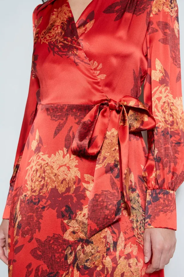 Elie Tahari Midi Dresses Silk Etched Floral Wrap Dress Multi 8211 Women