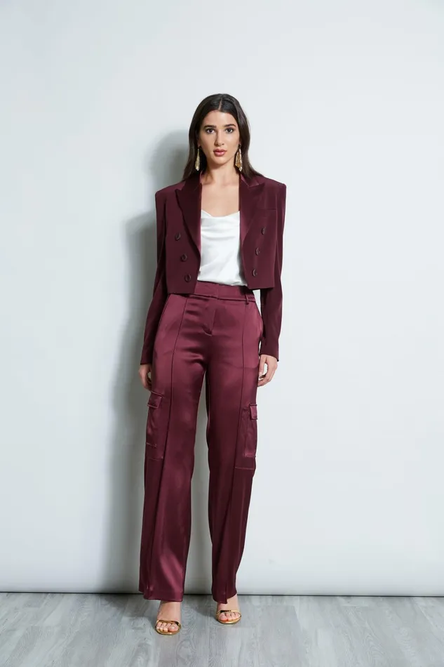 Elie Tahari Pants Satin Cargo Pant Cordovan 8211 Women
