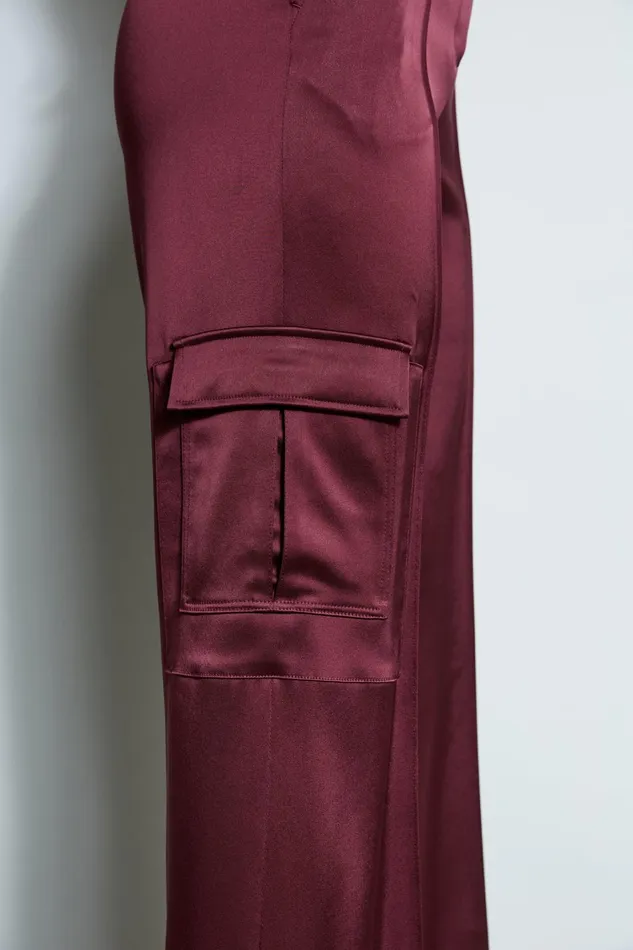 Elie Tahari Pants Satin Cargo Pant Cordovan 8211 Women