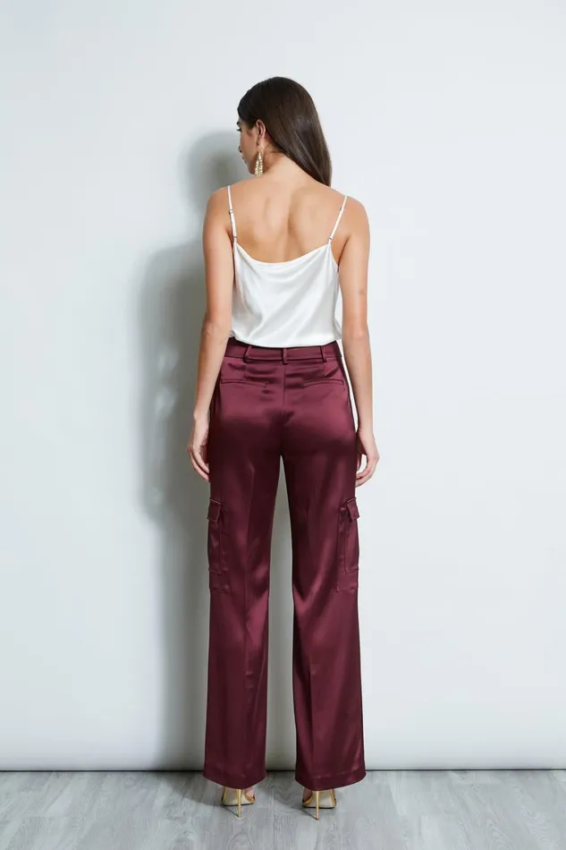 Elie Tahari Pants Satin Cargo Pant Cordovan 8211 Women