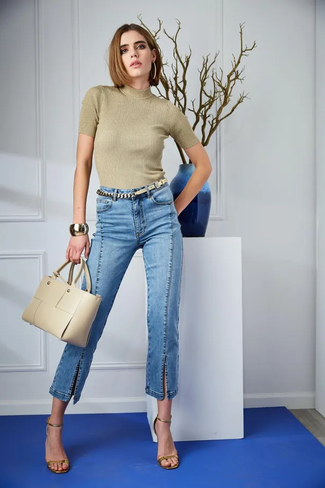 Elie Tahari Pants Slit Front Denim Pant Blue Nile 8211 Women