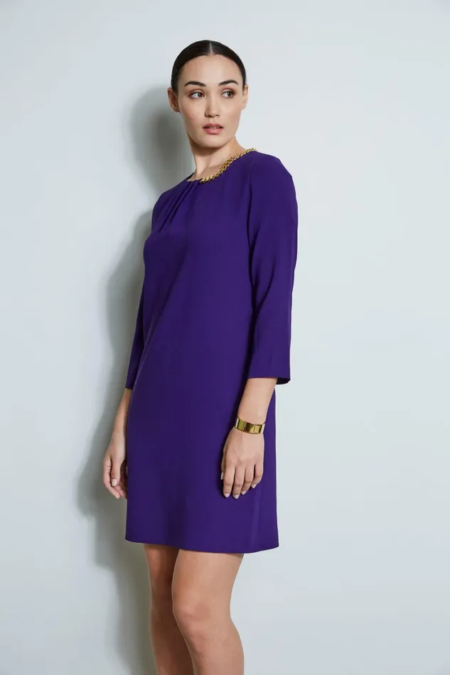 Elie Tahari Short Sleeve Dresses Chain Shift Dress Winter Plum 8211 Women