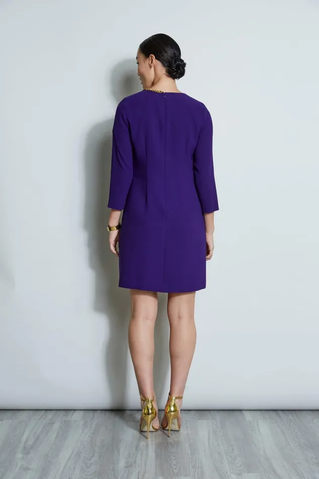 Elie Tahari Short Sleeve Dresses Chain Shift Dress Winter Plum 8211 Women
