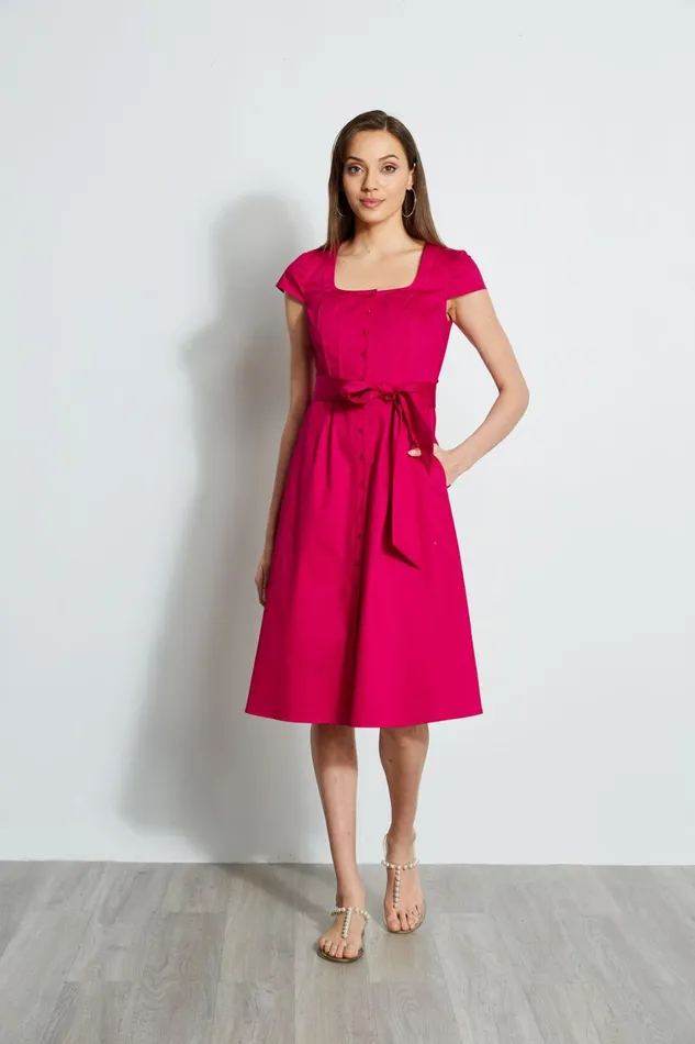 Elie Tahari Short Sleeve Dresses Poplin Corset Dress Cyclamen 8211 Women