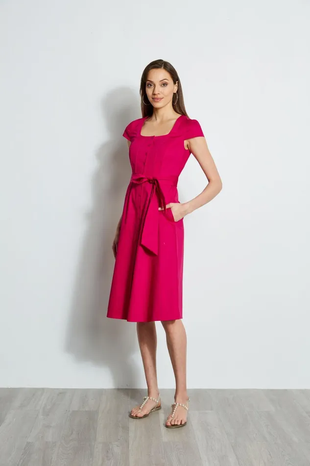 Elie Tahari Short Sleeve Dresses Poplin Corset Dress Cyclamen 8211 Women