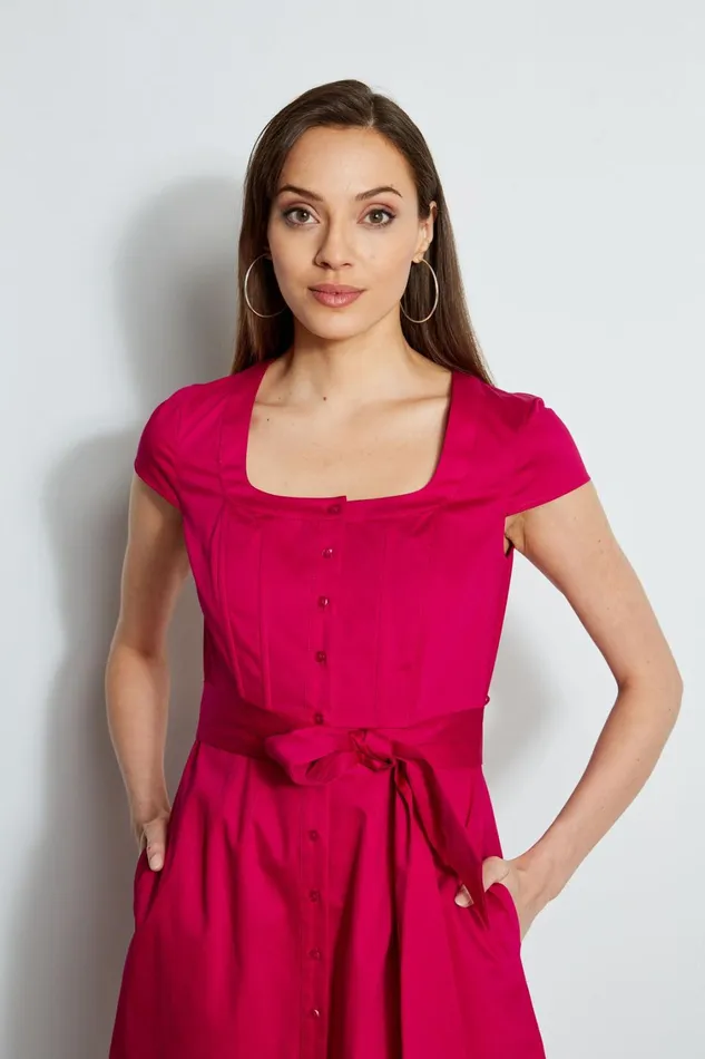 Elie Tahari Short Sleeve Dresses Poplin Corset Dress Cyclamen 8211 Women