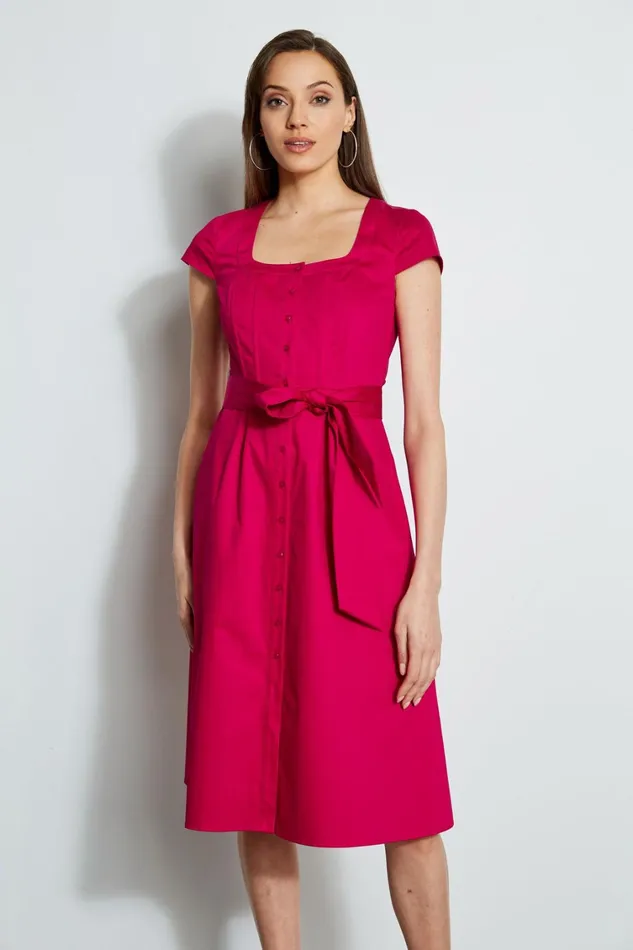 Elie Tahari Short Sleeve Dresses Poplin Corset Dress Cyclamen 8211 Women