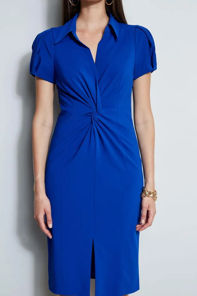 Elie Tahari Short Sleeve Dresses Short Sleeve Twist Dress Klein Blue 8211 Women
