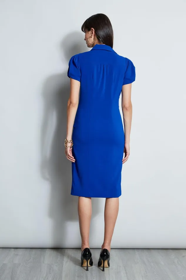 Elie Tahari Short Sleeve Dresses Short Sleeve Twist Dress Klein Blue 8211 Women