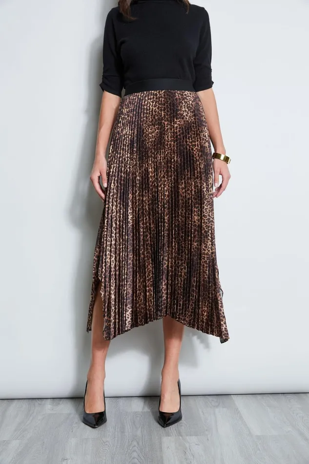 Elie Tahari Skirts Ocelot Print Pleated Skirt Multi 8211 Women
