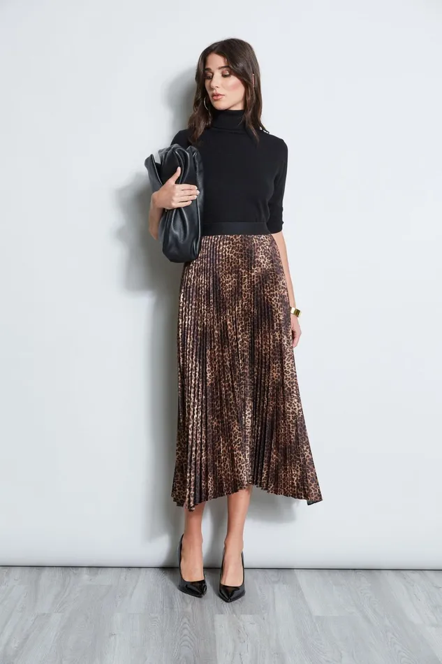 Elie Tahari Skirts Ocelot Print Pleated Skirt Multi 8211 Women