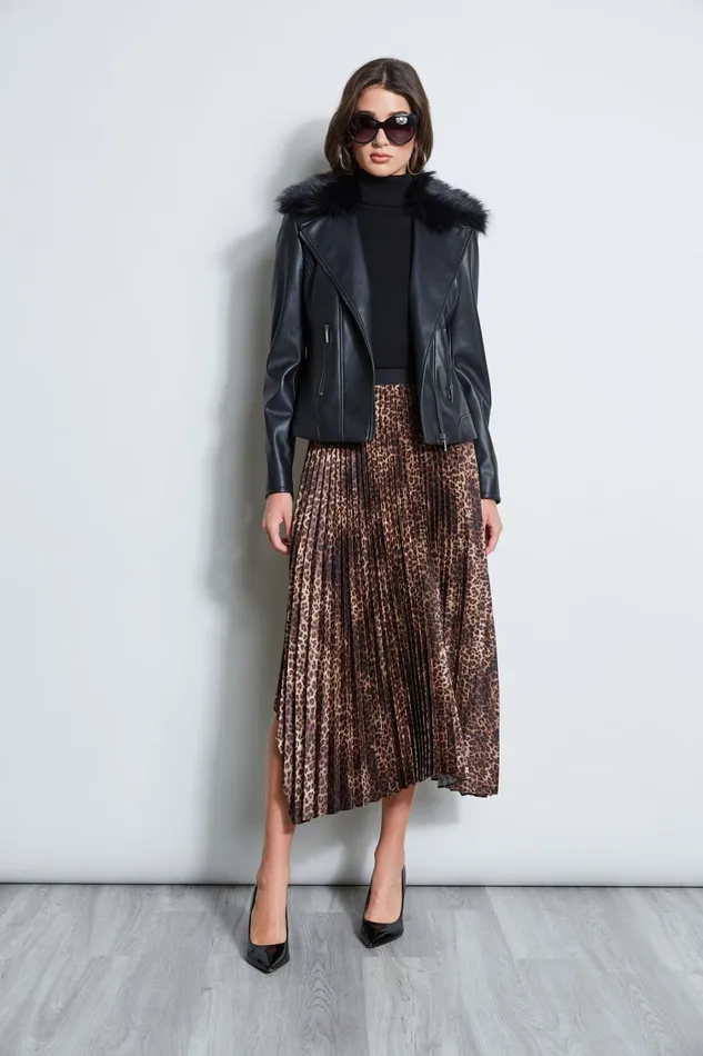 Elie Tahari Skirts Ocelot Print Pleated Skirt Multi 8211 Women