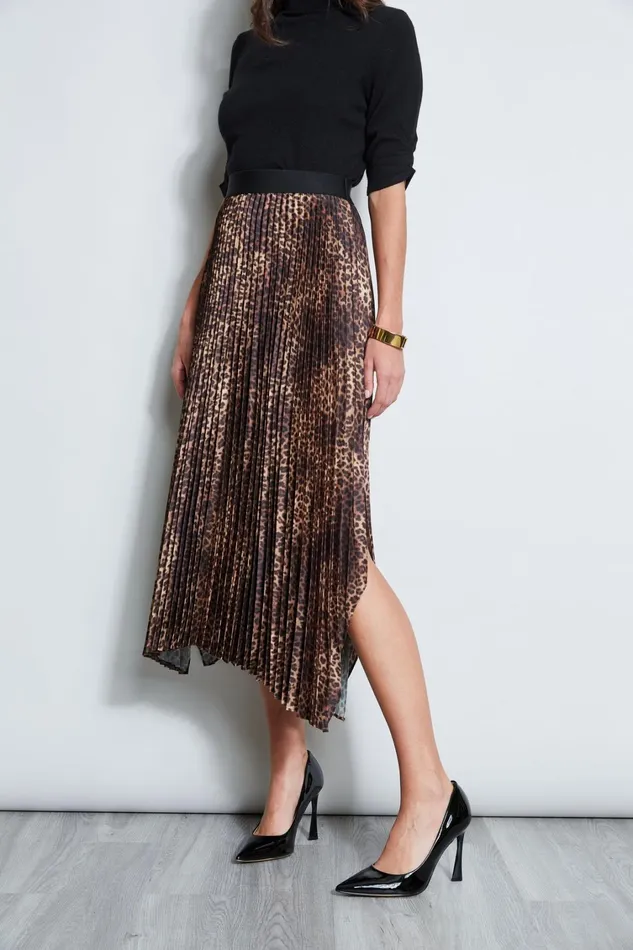Elie Tahari Skirts Ocelot Print Pleated Skirt Multi 8211 Women
