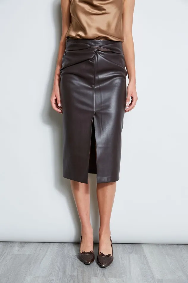 Elie Tahari Skirts Twist Vegan Leather Skirt Espresso 8211 Women