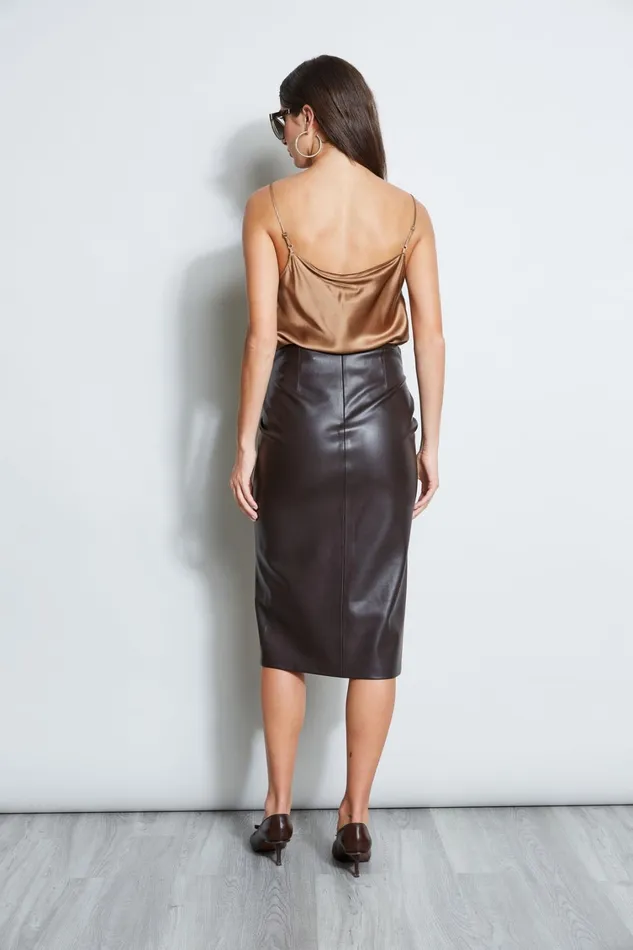 Elie Tahari Skirts Twist Vegan Leather Skirt Espresso 8211 Women