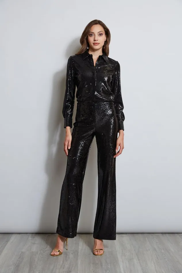 Elie Tahari Tops Sequin Button Down Shirt Black 8211 Women