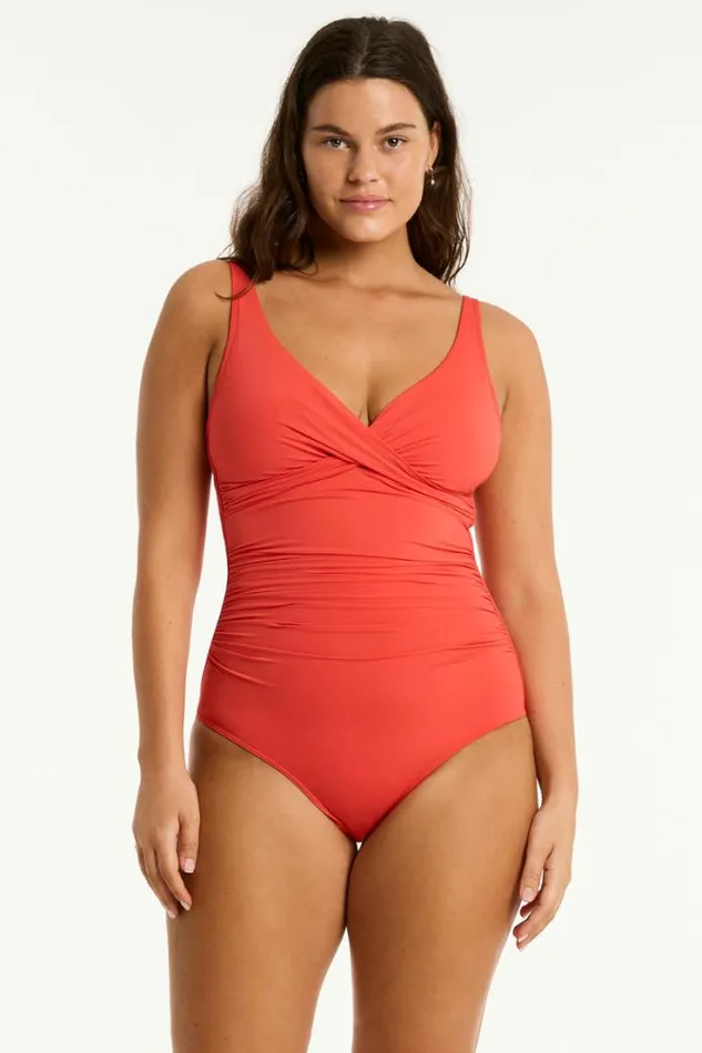 Essentials Edit Cross Front One Piece Eco Essentials Flame Women Sea Level One Pieces