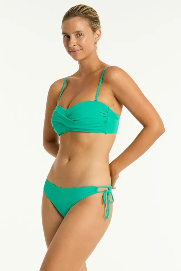 Essentials Edit Tie Side Cheeky Pant Eco Essentials Evergreen Women Sea Level Bottoms
