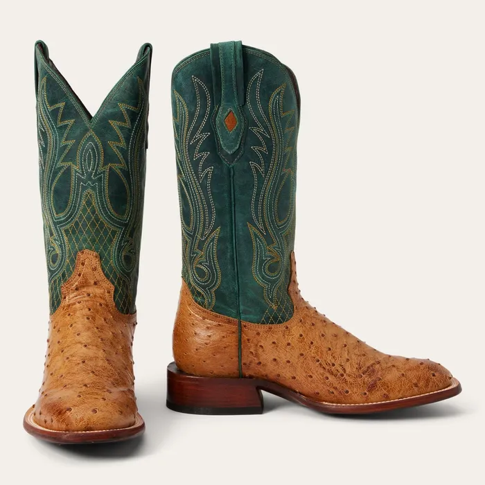 Exotics Men Stetson Ozzy Ostrich Boot Tan