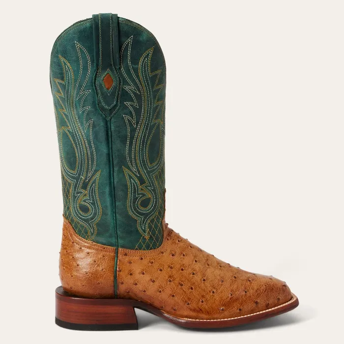 Exotics Men Stetson Ozzy Ostrich Boot Tan