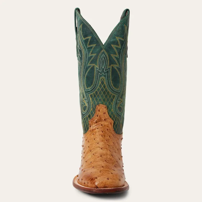 Exotics Men Stetson Ozzy Ostrich Boot Tan