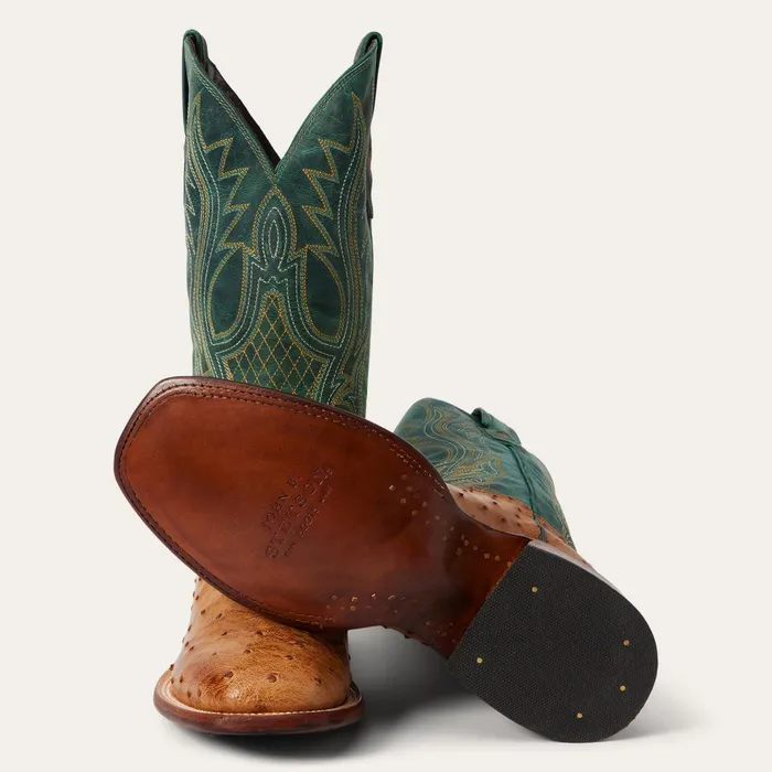 Exotics Men Stetson Ozzy Ostrich Boot Tan