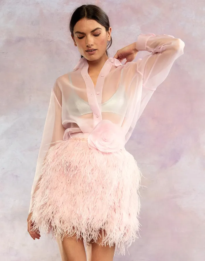Feather Skirt 8211 Lghtpk Women Cynthia Rowley Bottoms