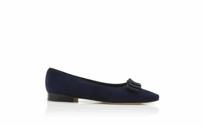 Flats Women Manolo Blahnik BULGATORANavy Suede Bow Detail Flat Pumps Flats Women Manolo Blahnik BULGATORANavy Suede Bow Detail Flat Pumps